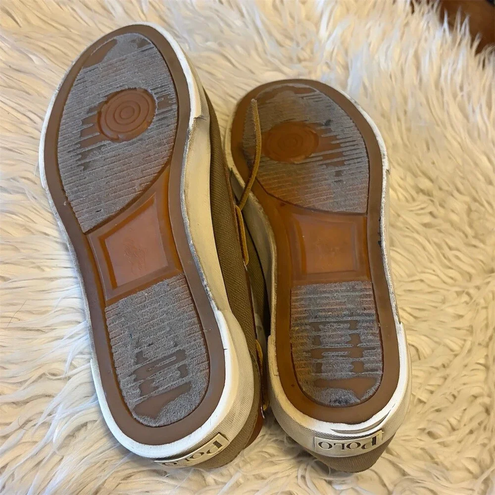 Polo Ralph Lauren Boat Shoes Men's Size 9 Khaki Brown Lace Up Casual